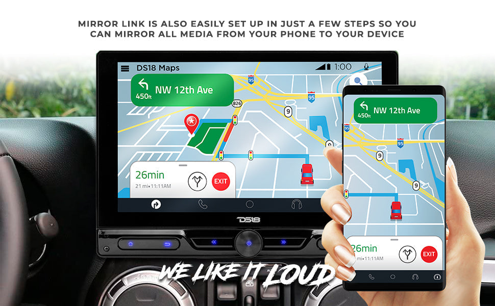 10.5" Floating Adjustable Modular Touchscreen Mechless Single-DIN Head Unit with Bluetooth, Apple Car Play, Android Mirror