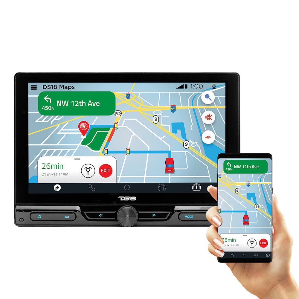 10.5" Floating Adjustable Modular Touchscreen Mechless Single-DIN Head Unit with Bluetooth, Mirror Link and USB - DS18