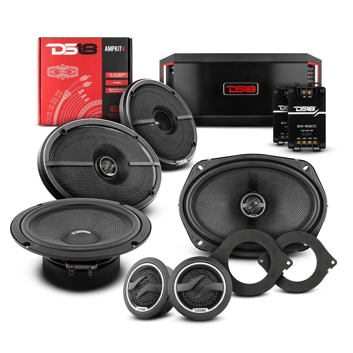 DS18 2012-2021 RAM 2500 Crew and Quad Cab Front and Back Doors Speakers Better Upgrade/Replacement Package 1600 Watts - DS18