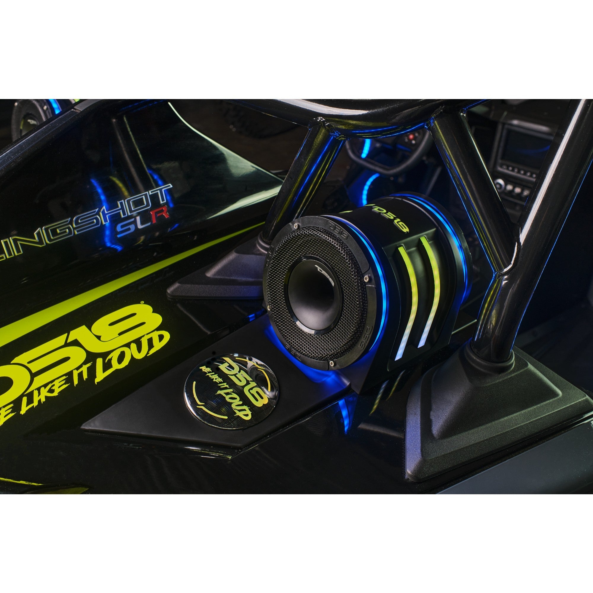 Polaris Slingshot Headrest Empty Enclosure With Digital LED Lights fits 4 x 6.5" Speakers | 2015 - Current - DS18
