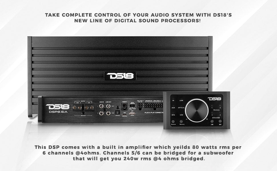 DS18 DSP8.6iA 6-Channel Car Amplifier with 8-Channel Digital Sound Processor - DS18