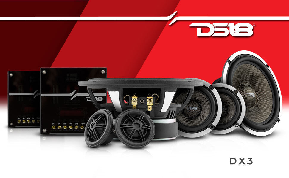 DX 6.5" 3- Way Component Speaker System With Kevlar Cone 290 Watts Rms 4-Ohm - DS18