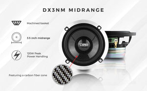 DX 6.5" 3- Way Neodymium Component Speaker System With Carbon Fiber Cone 290 Watts Rms 4-Ohm - DS18