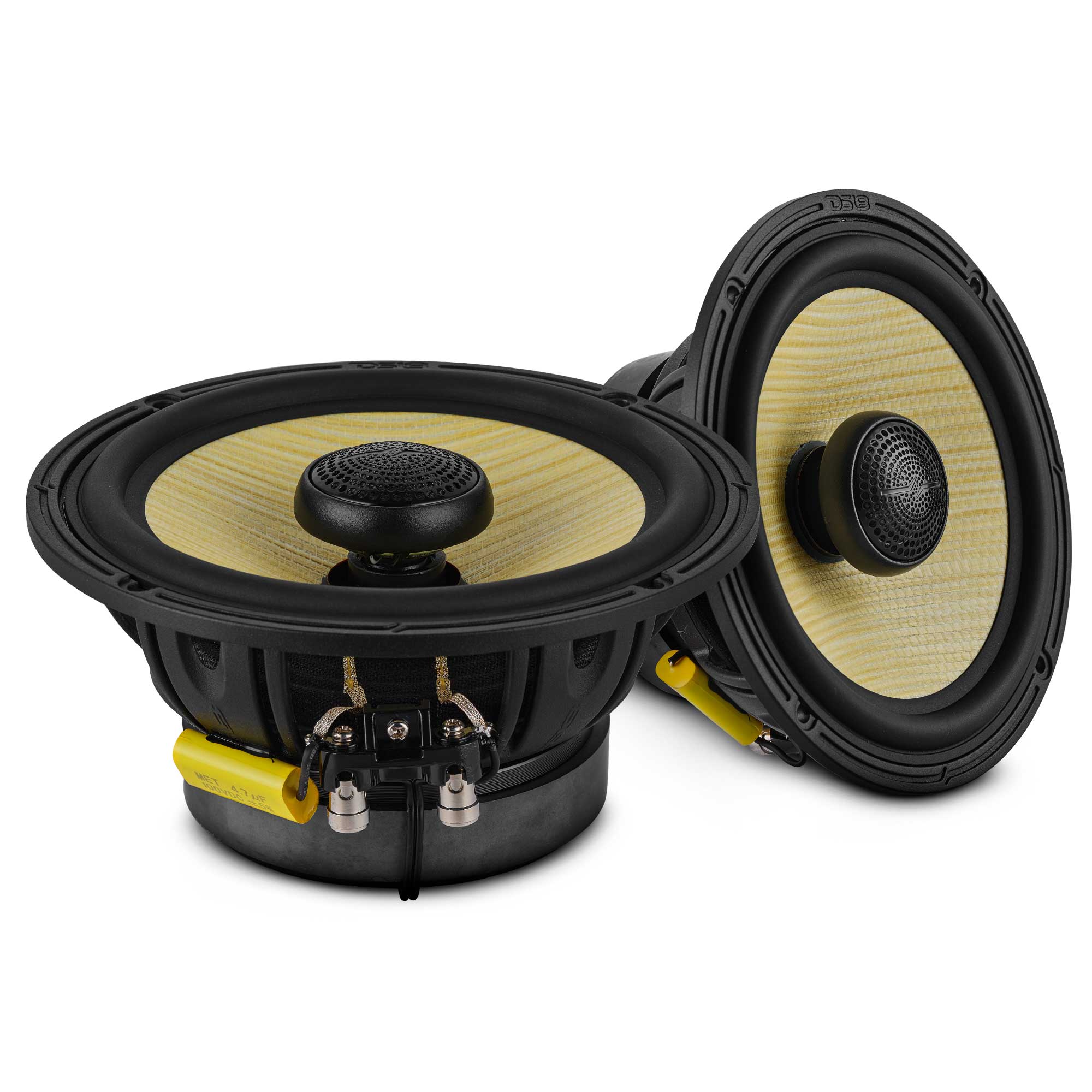 DXQ 6.5" 2-Way Coaxial Speaker with Yellow Straw and Composite Foam Cone | 150W RMS 4-Ohm - DS18