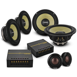 DXQ 6.5" 3-Way Component Speaker Set with Neodymium Magnet and Yellow Straw + Composite Foam Cone | | 180W RMS 4-Ohm - DS18