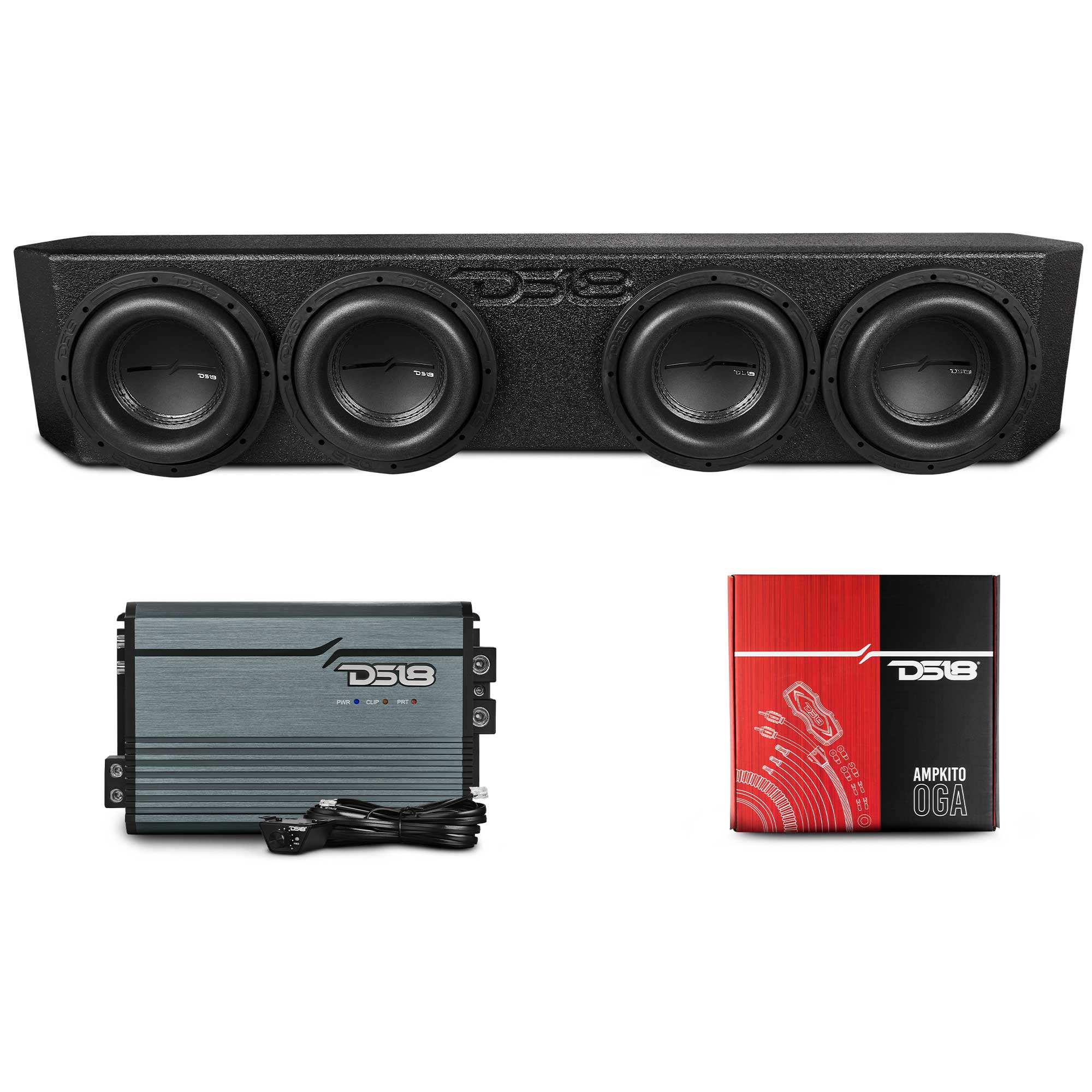 2018-2026 Jeep Gladiator Quadruple 8” Ported Subwoofer Under Seat Enclosure with Amplifier - DS18
