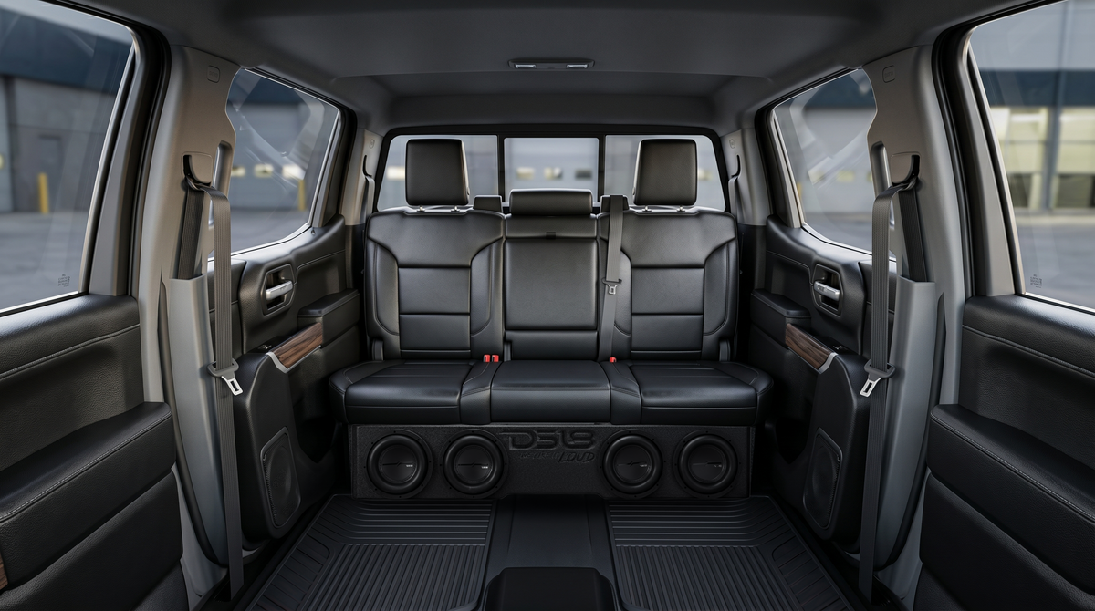 Loaded 4 x 8" Subwoofer Enclosure for Chevy/GMC Crew Cabs (2007-2026) and Ford F-150/Super Duty Crew Cabs (2009-2026) - DS18