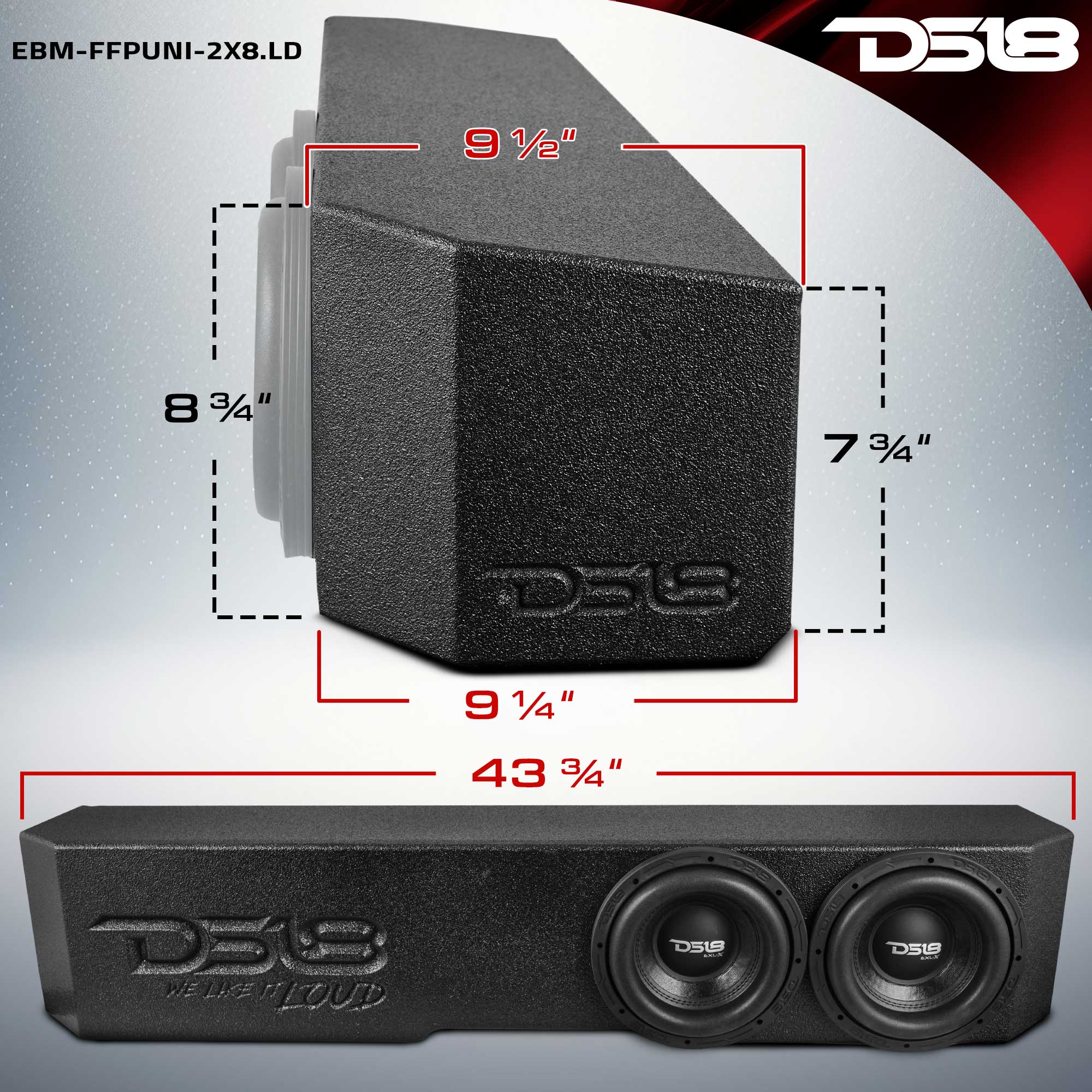 Universal Dual 8” Ported Subwoofer Enclosure - DS18