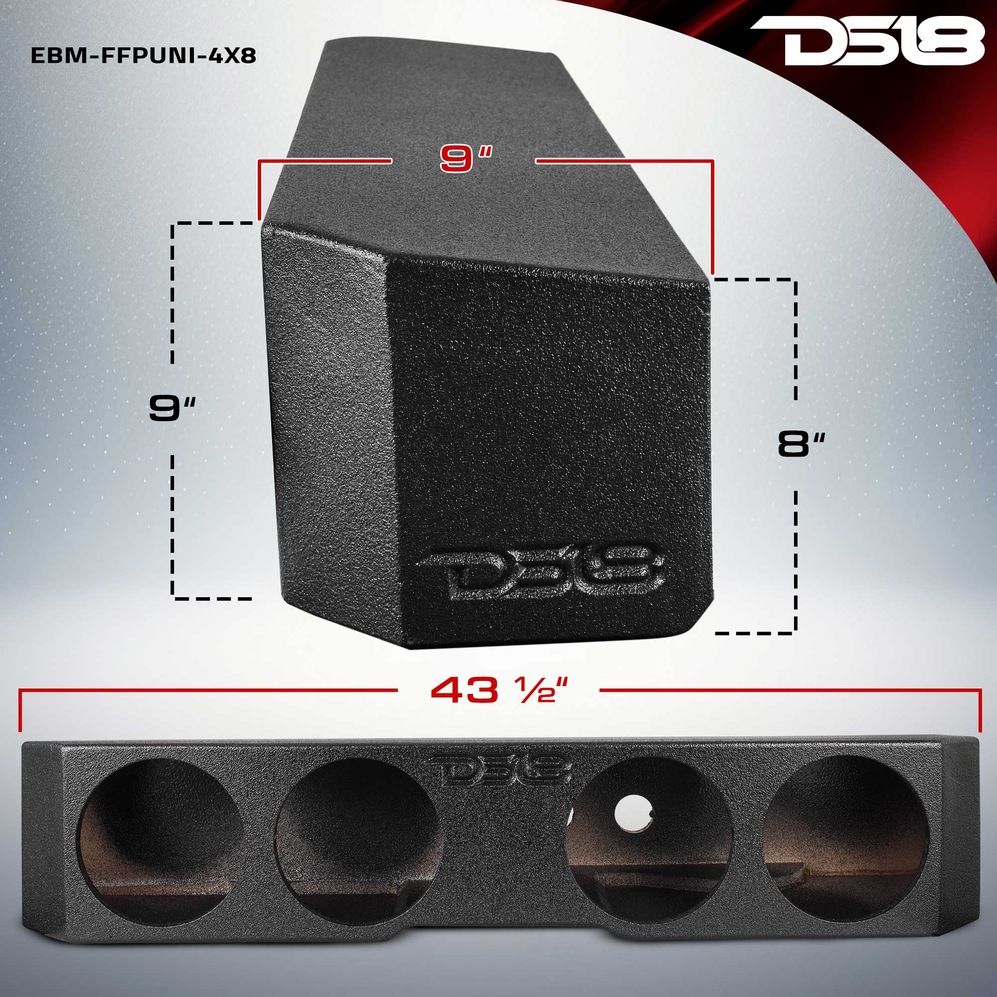 Subwoofer Enclosure for four 8" Subwoofers, Under Rear Seat Front-Fire Ported Box for Trucks - DS18