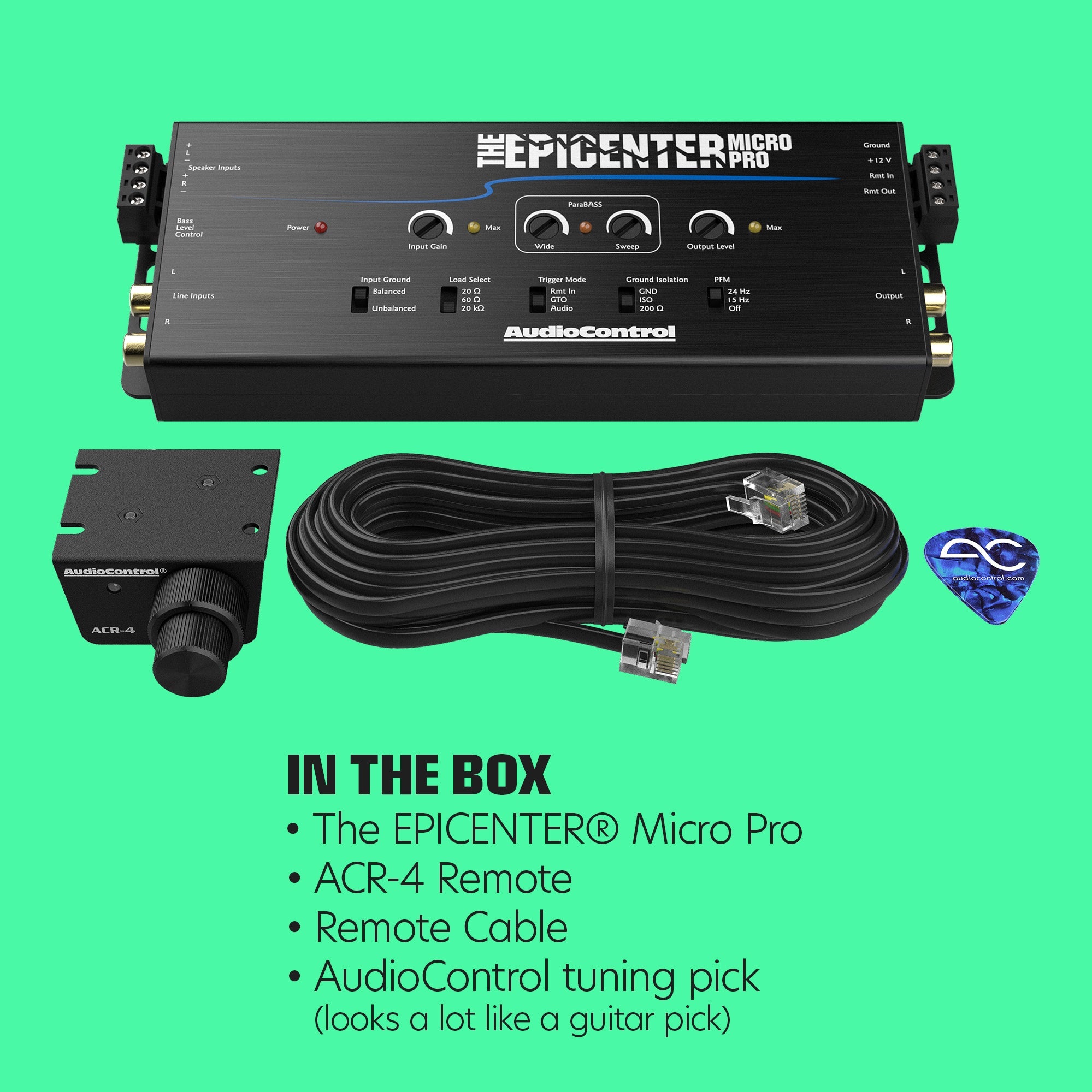 The EPICENTER Micro PRO Bass Restoration Processor & Line Output Converter w/ACR-4 Remote