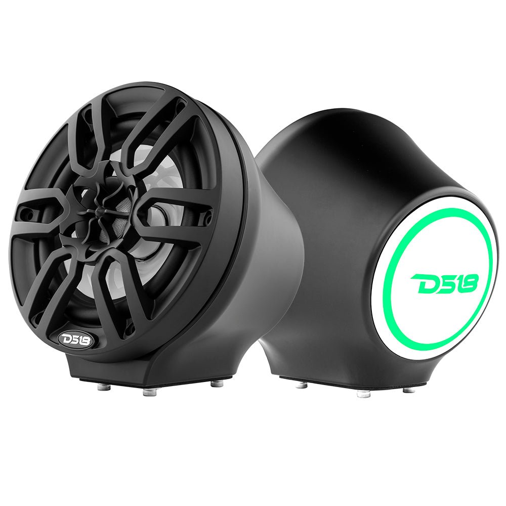 6.5” Universal Flat Mount Kick Panel Speaker Pod – Jet Skis, Jeeps, Motorcycles – RGB LED Lights - DS18