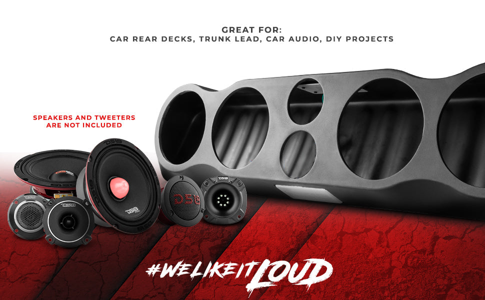 35" High Density ABS Universal Speakers Enclosure 4 X 6.5" and 2 x 3" Tweeters - Multi-Application Design for Cars, Trucks