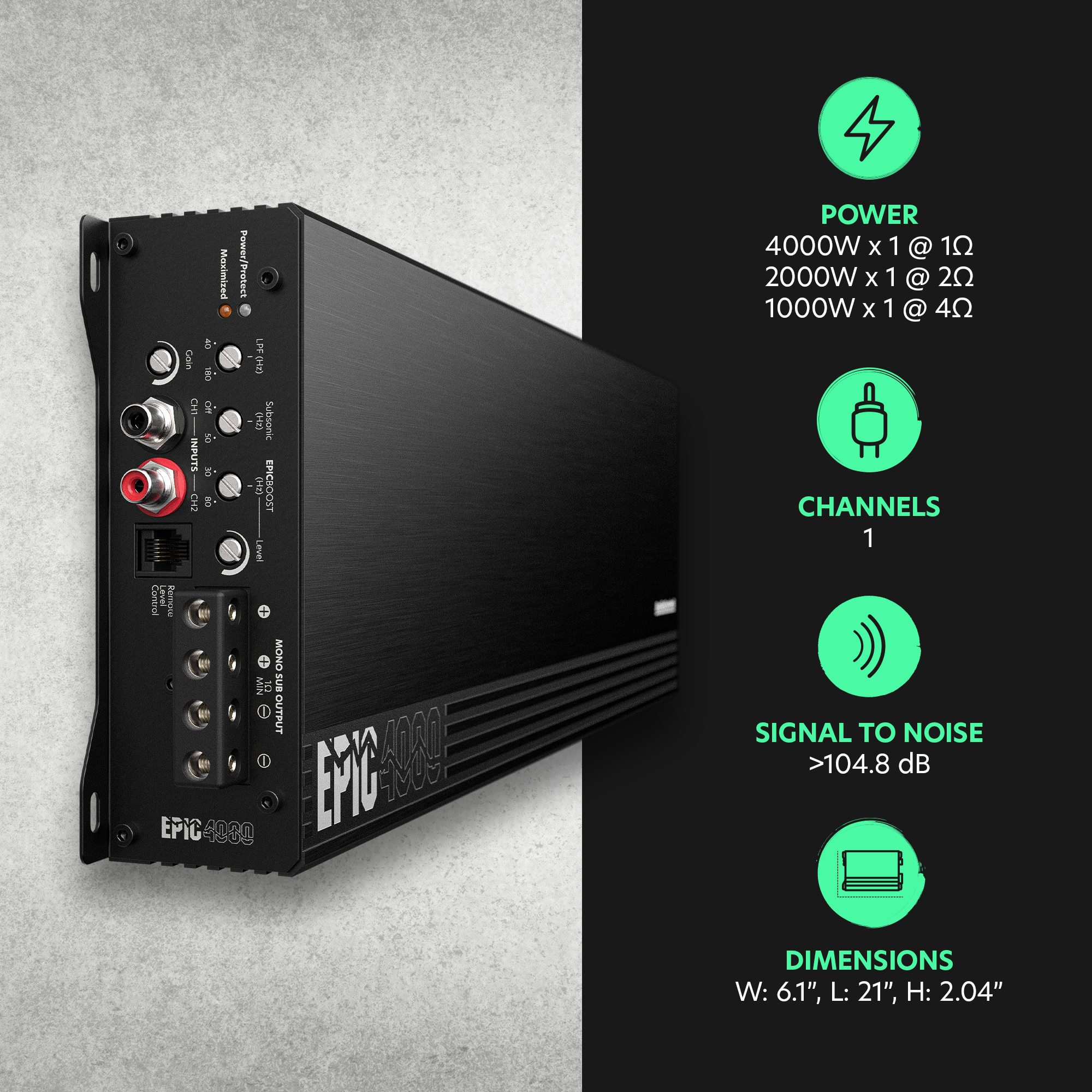 EPIC4000 Monoblock Competition Amplifier, 4000W RMS