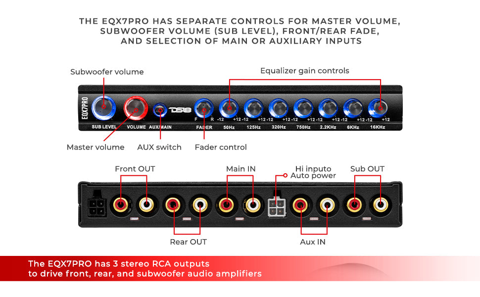 High Volt 7-Band Equalizer with High Level Input, Auto Turn On And High Volt LED Indicator - DS18