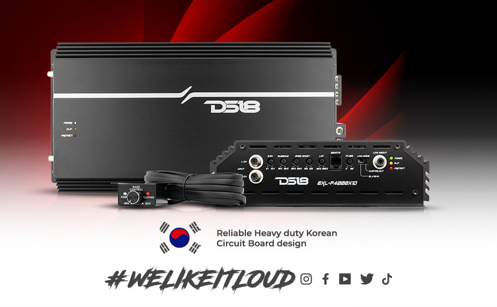 EXL 1-Channel Class D Amplifier 4000 Watts Rms @ 1-Ohm Made In Korea - DS18