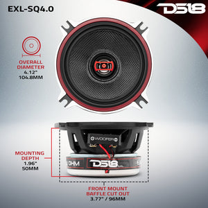 EXL 4" 2-Way Coaxial Speaker with Fiber Glass Cone | 60W RMS 3-Ohm - DS18