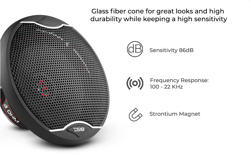 EXL 5.25" 2-Way Coaxial Speaker with Fiber Glass Cone | 80W RMS 3-Ohm - DS18