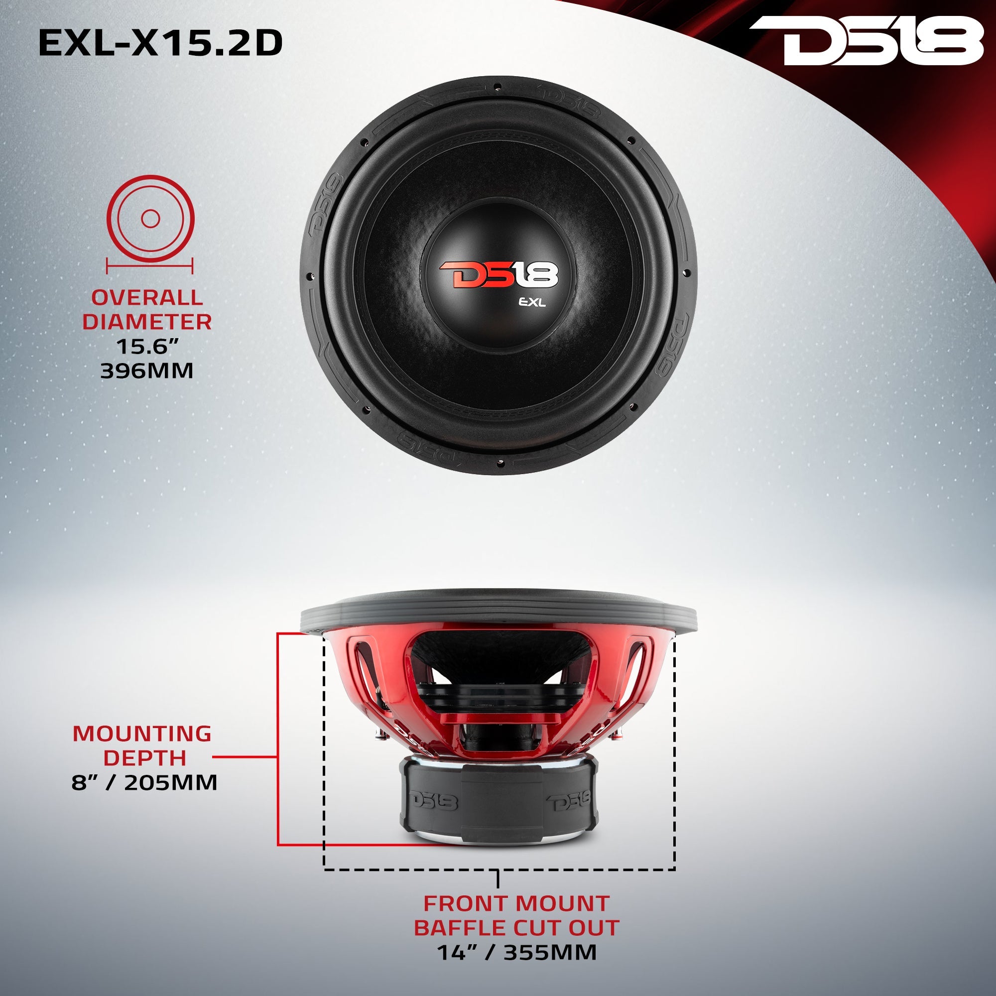 EXL-X 15" Subwoofer 1250 Watts Rms DVC 2-Ohms - DS18