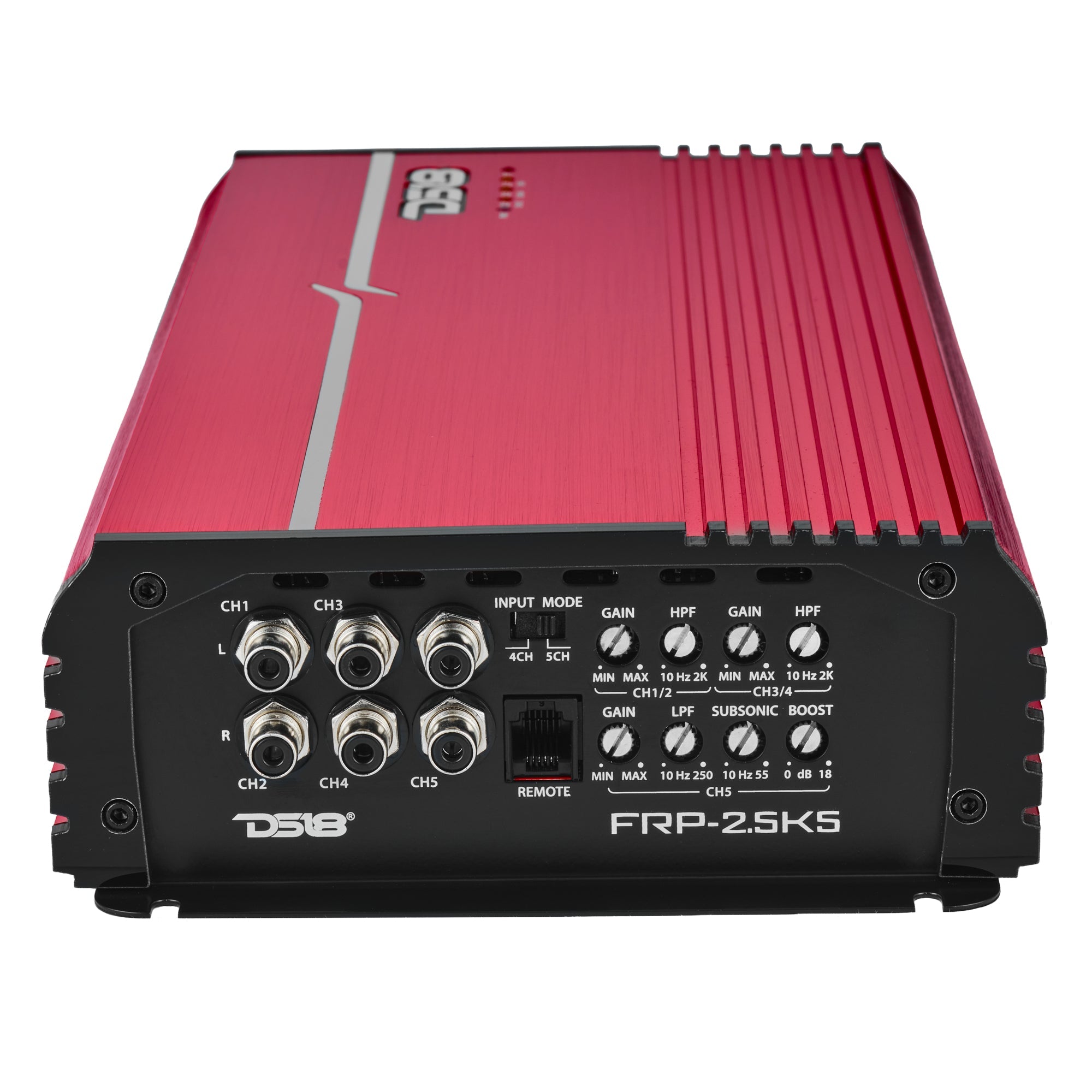 FRP Compact Full-Range Class D 5-Channel Amplifier – 250W x 4 + 1,200W Subwoofer Output - DS18