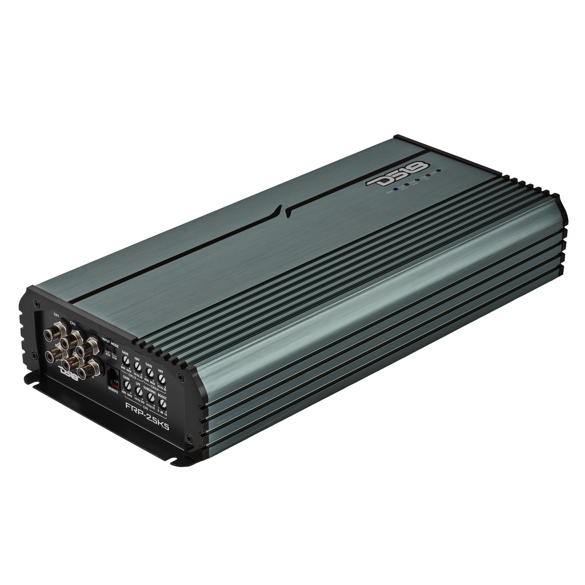 FRP Compact Full-Range Class D 5-Channel Amplifier – 250W x 4 + 1,200W Subwoofer Output - DS18
