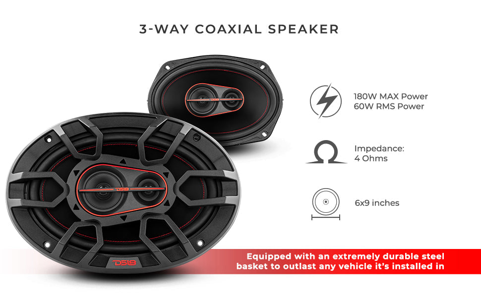 GEN-X 6x9" 3-Way Coaxial Speakers | 60W RMS 4-Ohm - DS18