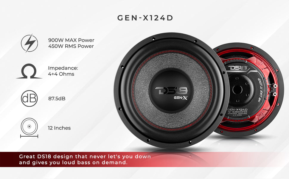 12" Loaded Subwoofer Ported Enclosure With GEN-X124D 450 Watts RMS - DS18