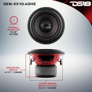 GEN-XX 10" High Excursion Subwoofer Double Stacked Magnets 500 Watts Rms DVC 4-Ohm - DS18