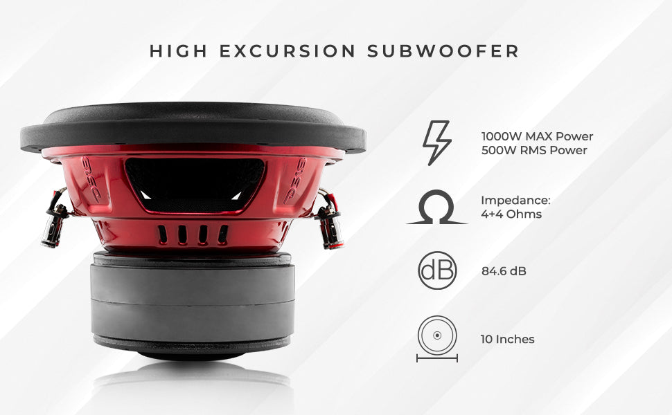 GEN-XX 10" High Excursion Subwoofer Double Stacked Magnets 500 Watts Rms DVC 4-Ohm - DS18