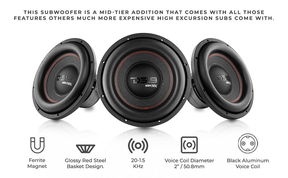 GEN-XX 12" High Excursion Subwoofer Double Stacked Magnets 600 Watts Rms DVC 4-Ohm - DS18
