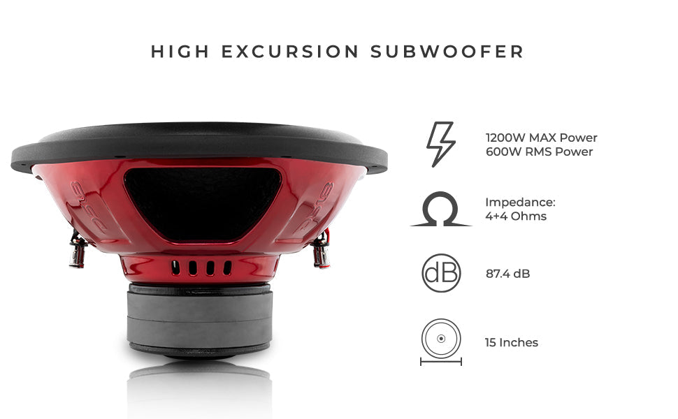 GEN-XX 15" High Excursion Subwoofer Double Stacked Magnets 600 Watts Rms DVC 4-Ohm - DS18