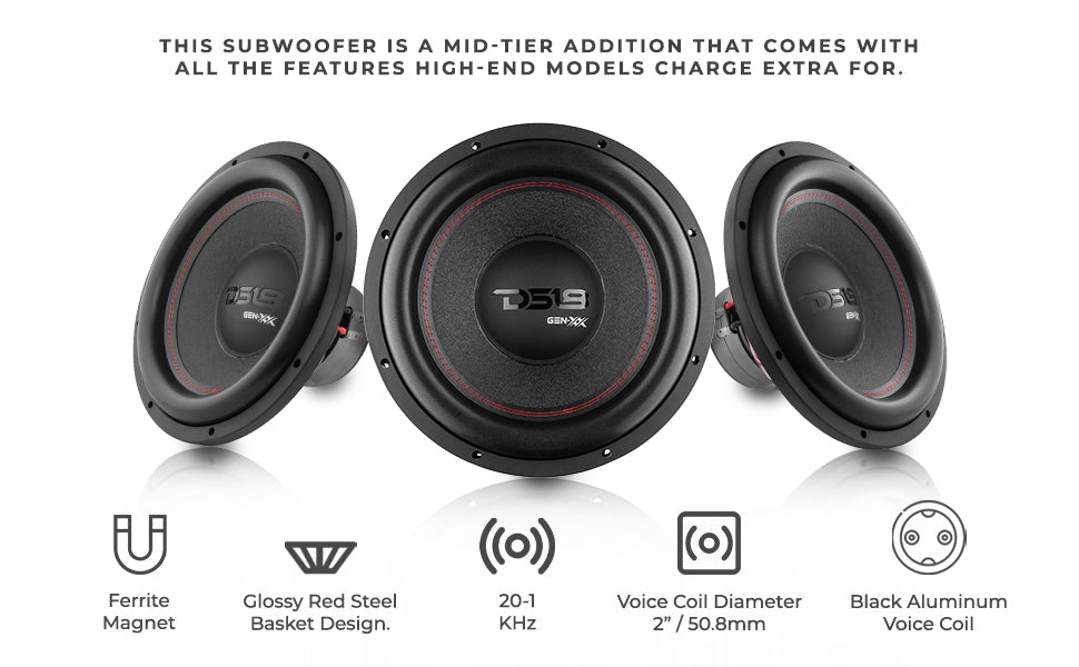 GEN-XX 15" High Excursion Subwoofer Double Stacked Magnets 600 Watts Rms DVC 4-Ohm - DS18
