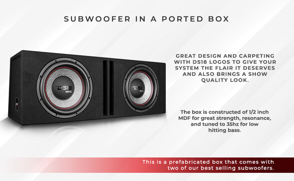 Dual 12" Loaded Subwoofer Ported Enclosure With GEN-X124D 900 Watts RMS - DS18