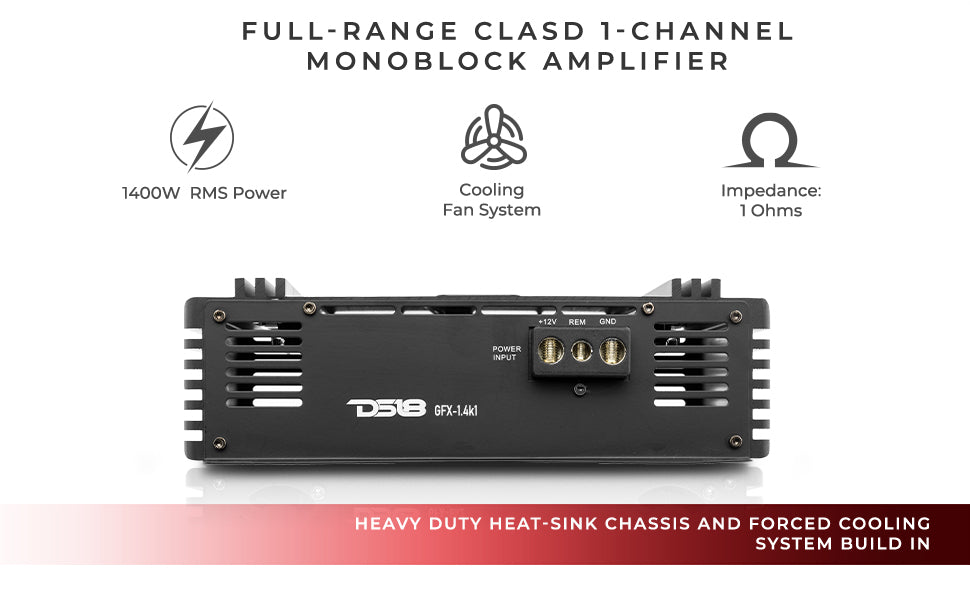 PRO 1-Channel Full-Range Class D Amplifier 1400 Watts Rms @ 1-Ohm - DS18
