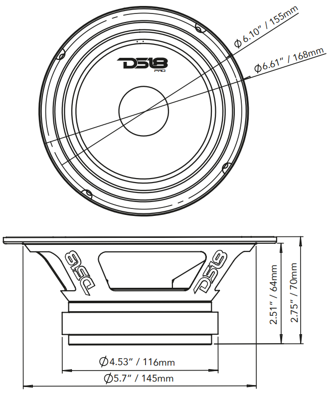 DS18 PRO-GM6 6.5" Mid-Range Loudspeaker 480 Watts 8-Ohm - DS18