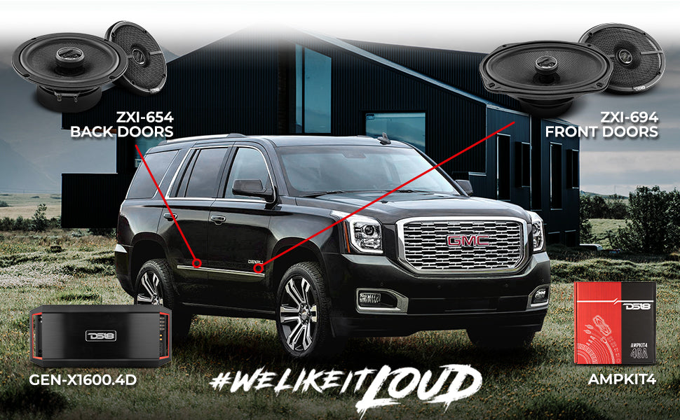 2015-2020 GMC Yukon XL Front and Back Doors Speakers Good Upgrade/Replacement Package 1600 Watts - DS18