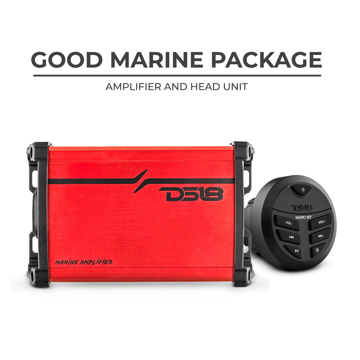 Good Marine Audio Package - Head Unit & 4 Channel Amplifier - DS18