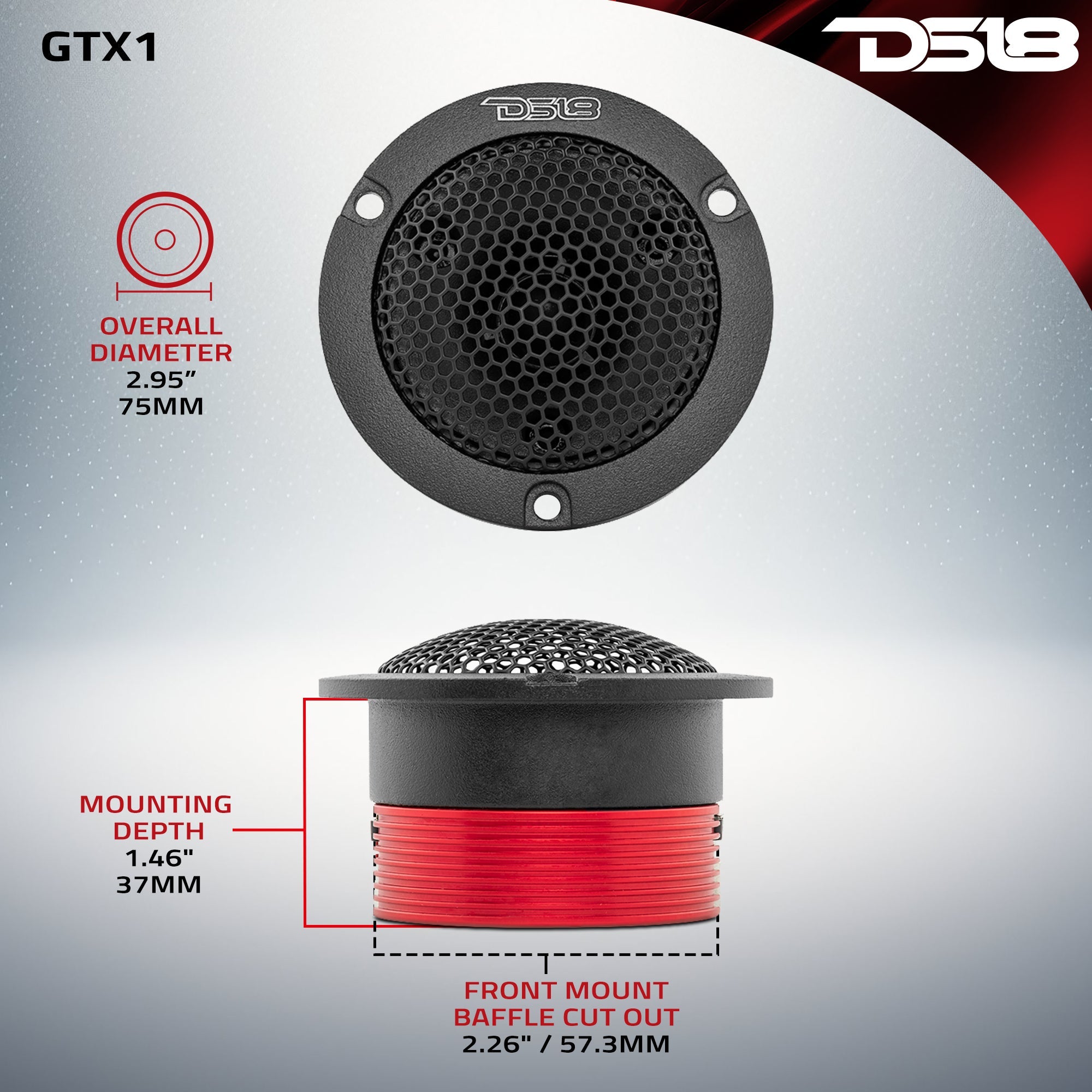 3" Die Cast Compression Neodymium Super Bullet Tweeter 1" Titanium | 120W RMS 4-Ohm - DS18