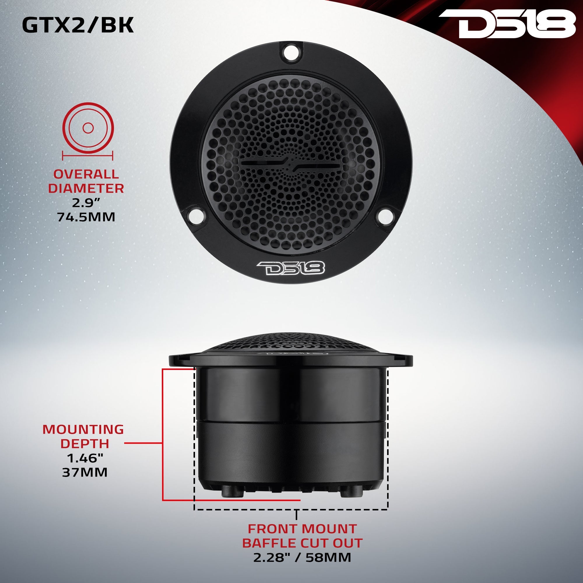 3” Super Bullet Tweeter with 1” Titanium Voice Coil and Neodymium Magnet | 120W RMS 4-Ohm - DS18