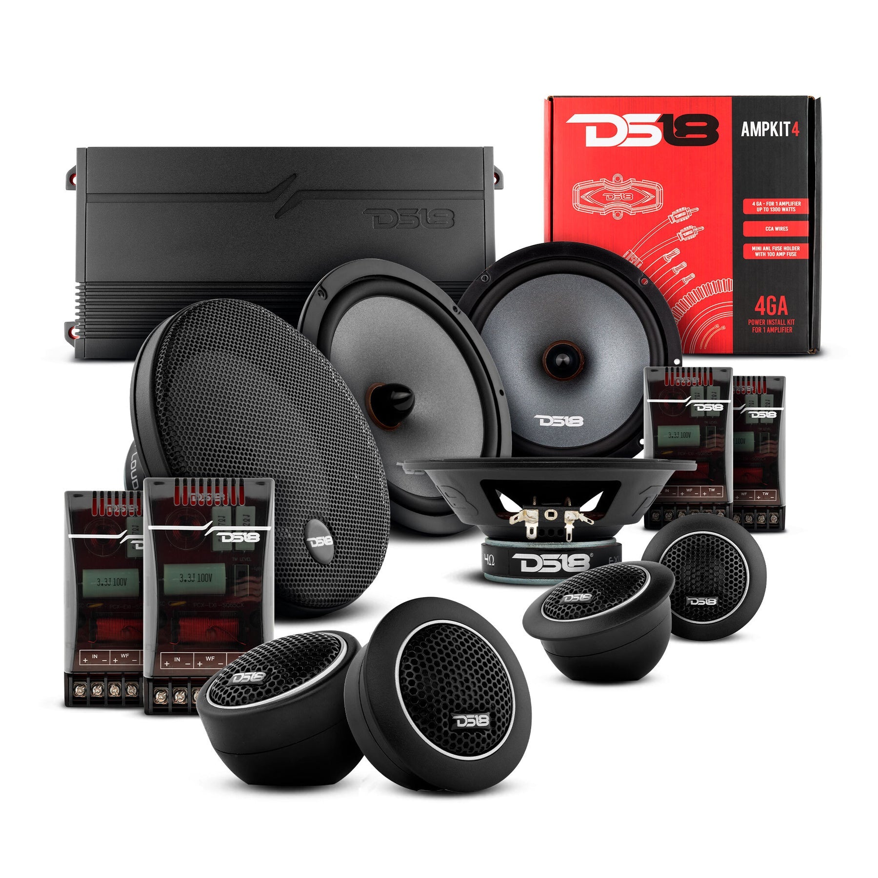 DS18 2009-2014 Acura TL Front and Back Doors Speakers Best Upgrade/Replacement Package 1800 Watts - DS18