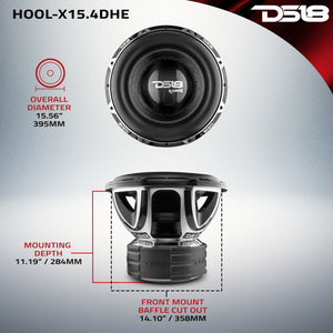HOOLIGAN X 15" High Excursion Subwoofer 4000 Watts Rms 4" DVC 4-Ohm - DS18