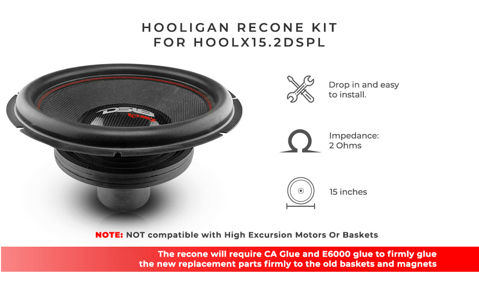 HOOLIGAN Recone Kit for HOOLX15.2DSPL - DS18