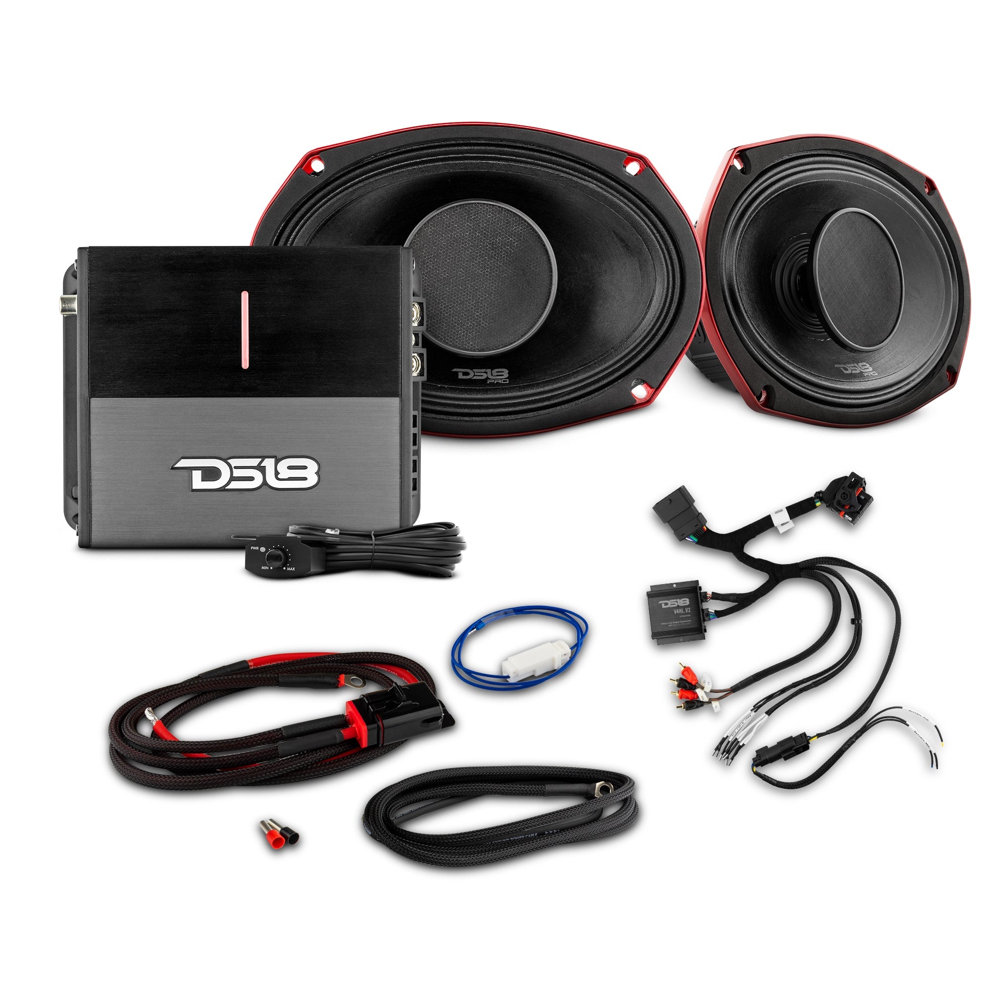 2014-Up Harley-Davidson Street Glide or Road Glide Rear Upgrade Package - 2x PRO Mid-Range w/ Driver | 1x Amp - DS18