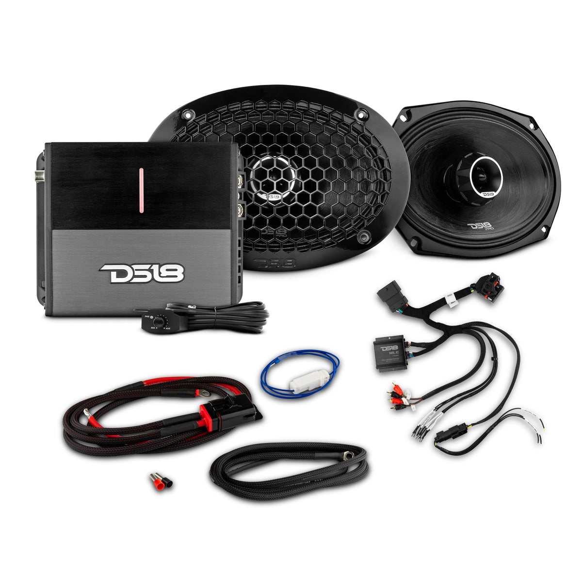 2014-Up Harley-Davidson Street Glide or Road Glide Rear Upgrade Package - 2x PRO Mid-Range w/ Twetter | 1x Amplifier - DS18
