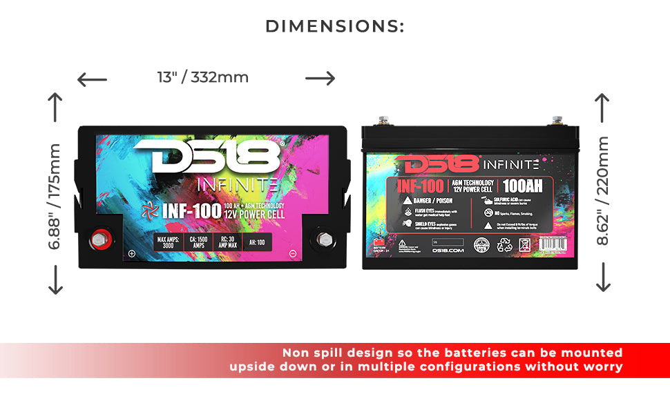 INFINITE 100 AH AGM Power Cell 12 Volt Battery - DS18