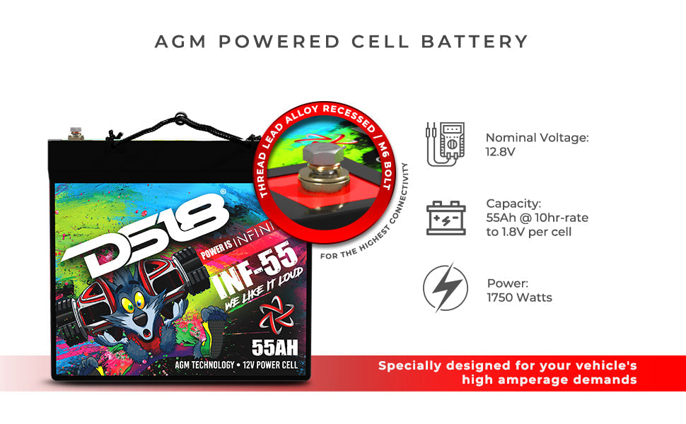 INFINITE 55 AH AGM Power Cell 12 Volt Battery - DS18