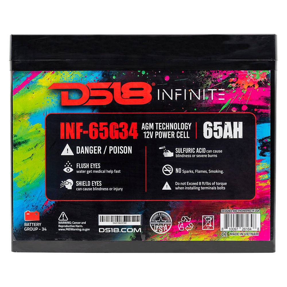 INFINITE 65 AH AGM Group 34 Power Cell 12 Volt Battery - DS18
