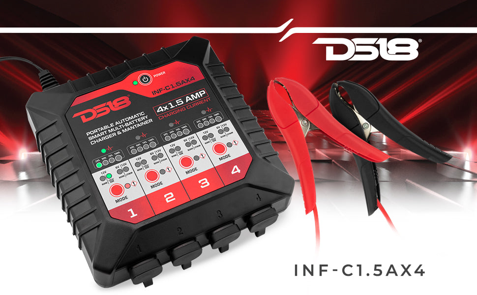 4 X 1.5 AMP Automatic Smart Lithium and AGM Battery Charger and Maintainer - DS18