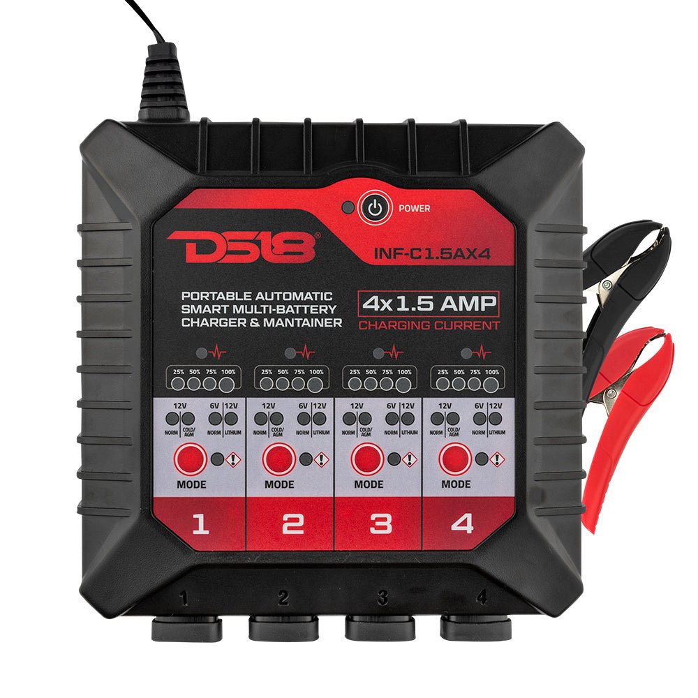 4 X 1.5 AMP Automatic Smart Lithium and AGM Battery Charger and Maintainer - DS18