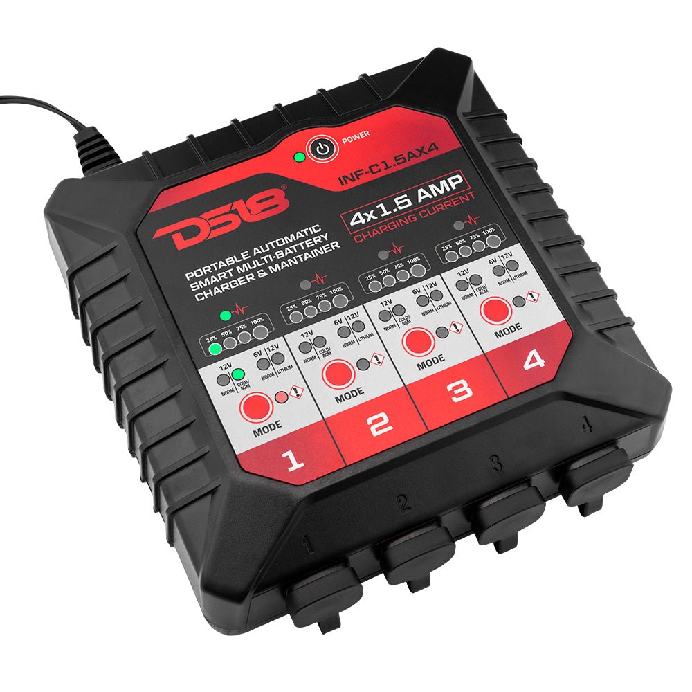 4 X 1.5 AMP Automatic Smart Lithium and AGM Battery Charger and Maintainer - DS18