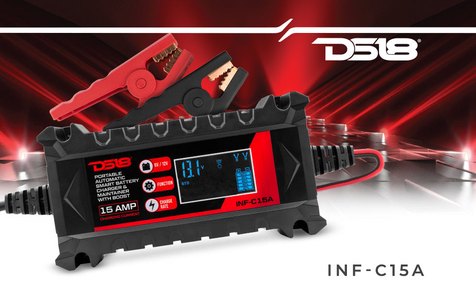 15 AMP Automatic Smart Lithium and AGM Car Battery Charger & Maintainer - DS18